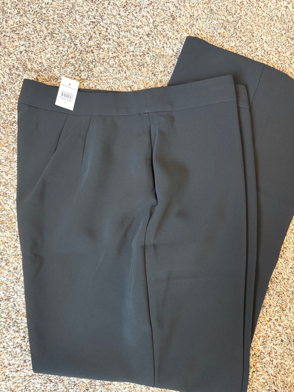 Ann Taylor Curvy Flat Front Side Zip Black Women's Tailored Dress Pants